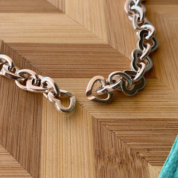 Tiffany & Co Two Tone Heart Link Necklace - Picture 12 of 15